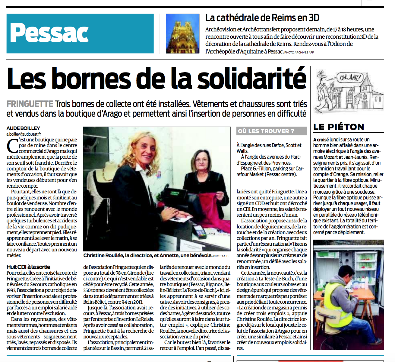 SUD OUEST : Les bornes de la solidarité