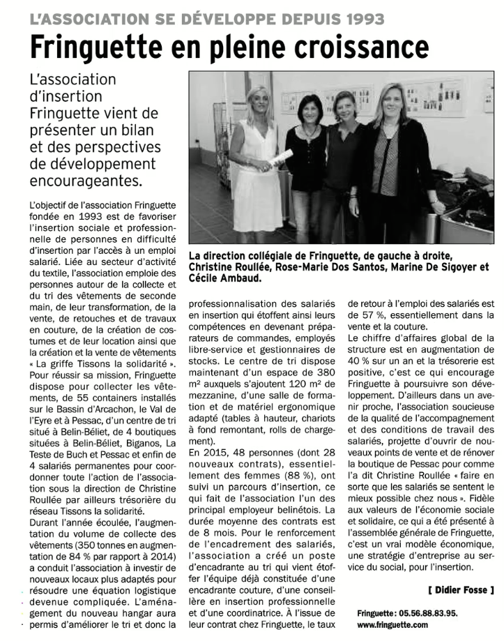 « Fringuette en pleine croissance »